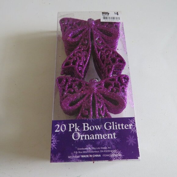 Red Purple Bows (with pattern) Glittered (20) items - Picture 1 of 5